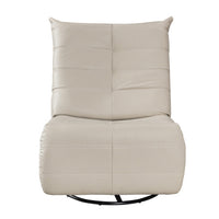 Gea 35 Inch Swivel Recliner Chair, Tufted Beige Faux Leather, Modern Design - BM314847