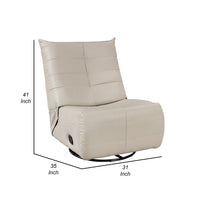 Gea 35 Inch Swivel Recliner Chair, Tufted Beige Faux Leather, Modern Design - BM314847