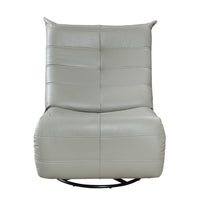 Gea 35 Inch Swivel Recliner Chair, Tufted Green Gray Faux Leather, Modern - BM314848