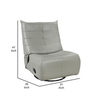 Gea 35 Inch Swivel Recliner Chair, Tufted Green Gray Faux Leather, Modern - BM314848