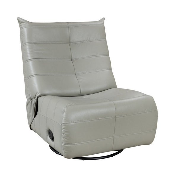 Gea 35 Inch Swivel Recliner Chair, Tufted Green Gray Faux Leather, Modern - BM314848