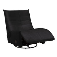 Gea 35 Inch Swivel Recliner Chair, Tufted, Black Corduroy, Solid Wood - BM314851