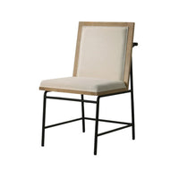 Tory 25 Inch Dining Chair Set of 2, Cream Fabric, Brown Wood, Black Metal - BM314856