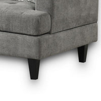 Lae 35 Inch Sofa Chair, 1 Throw Pillow, Tufted, Gray Chenille Upholstery - BM314860