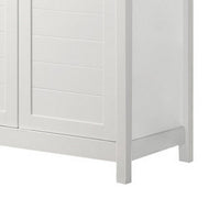 Aie 60 Inch Storage Cabinet, Framed Slatted Panel Doors, White, Brown Wood - BM314887