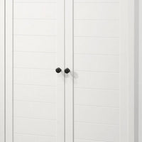 Aie 60 Inch Storage Cabinet, Framed Slatted Panel Doors, White, Brown Wood - BM314887