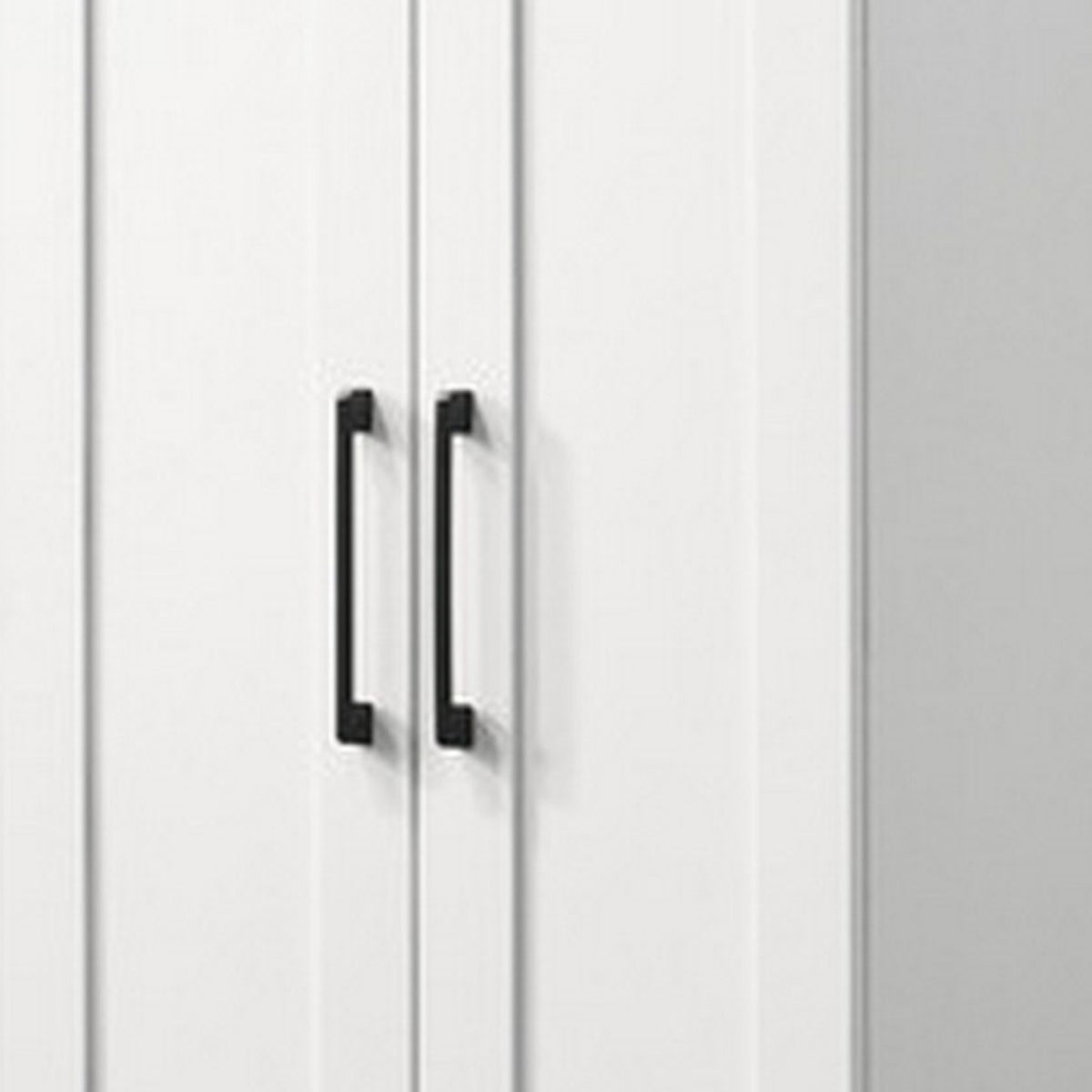 Lyn 71 Inch Storage Cabinet Wardrobe, Framed Panel Doors, White Solid Wood  - BM314888