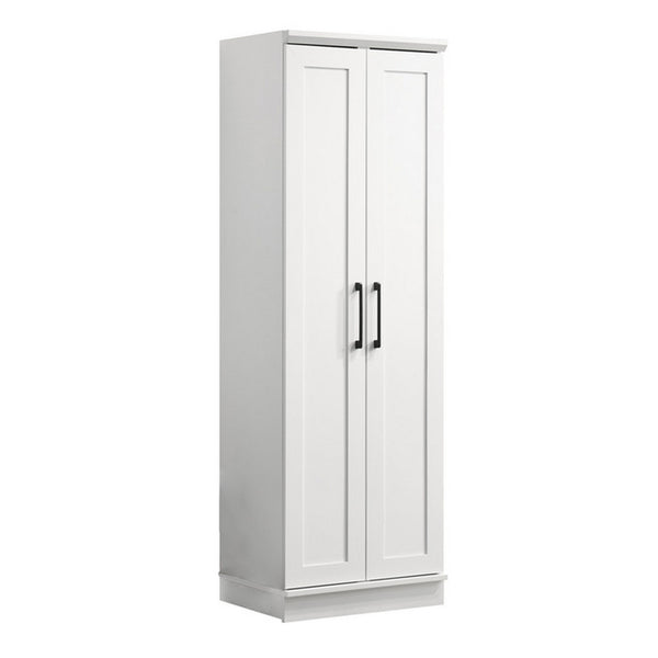 Lyn 71 Inch Storage Cabinet Wardrobe, Framed Panel Doors, White Solid Wood  - BM314888