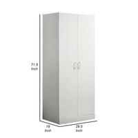 Cae 72 Inch Cabinet Armoire with Shelf, Hanging Rod, Double Door, White - BM314891