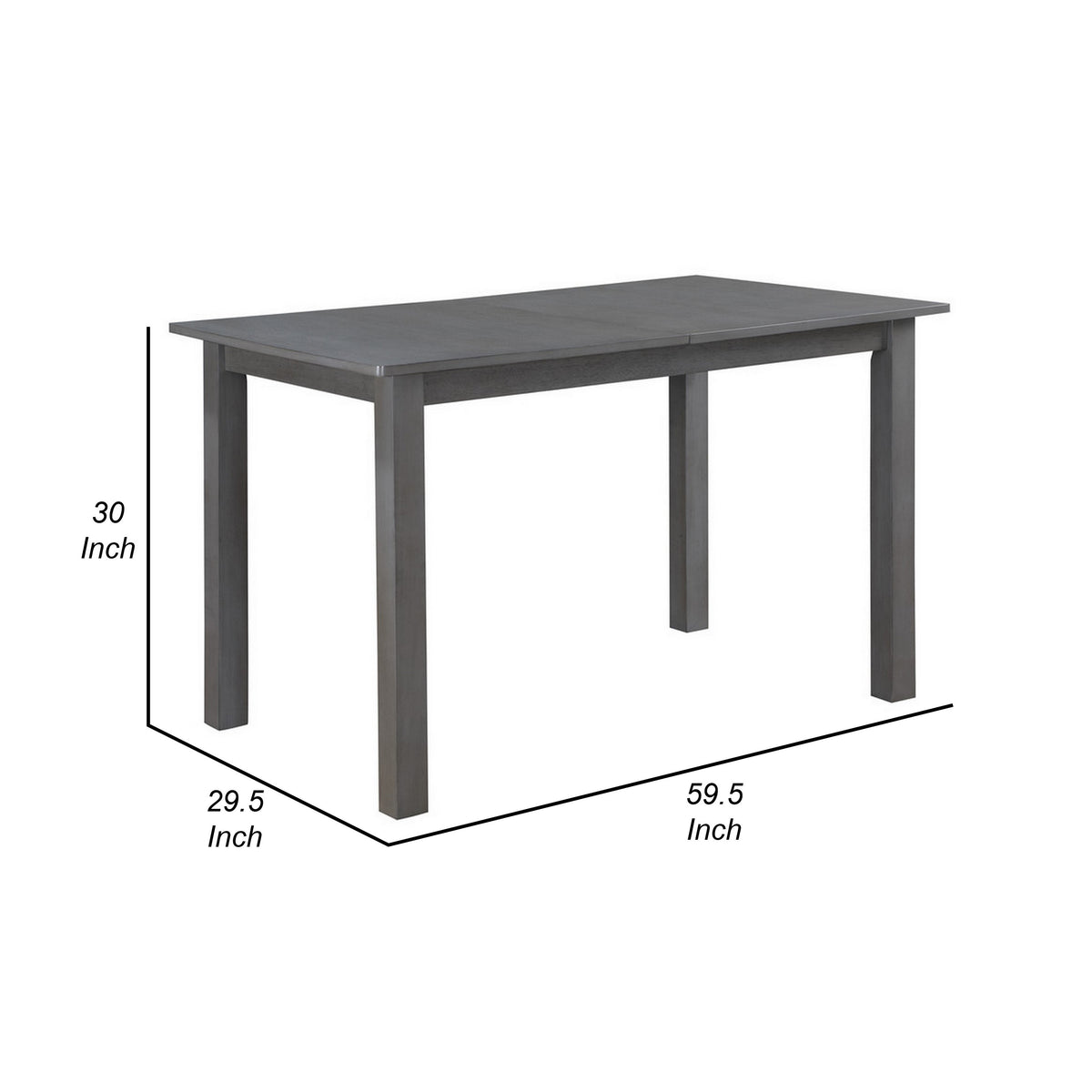 Lisle 48-60 Inch Extendable Dining Table, Rectangular Top, Gray Solid Wood - BM314900