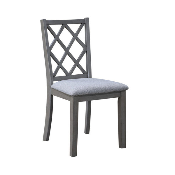 Lisle 21 Inch Dining Chair Set of 2, Cushioned, Cross Back, Gray Solid Wood - BM314901