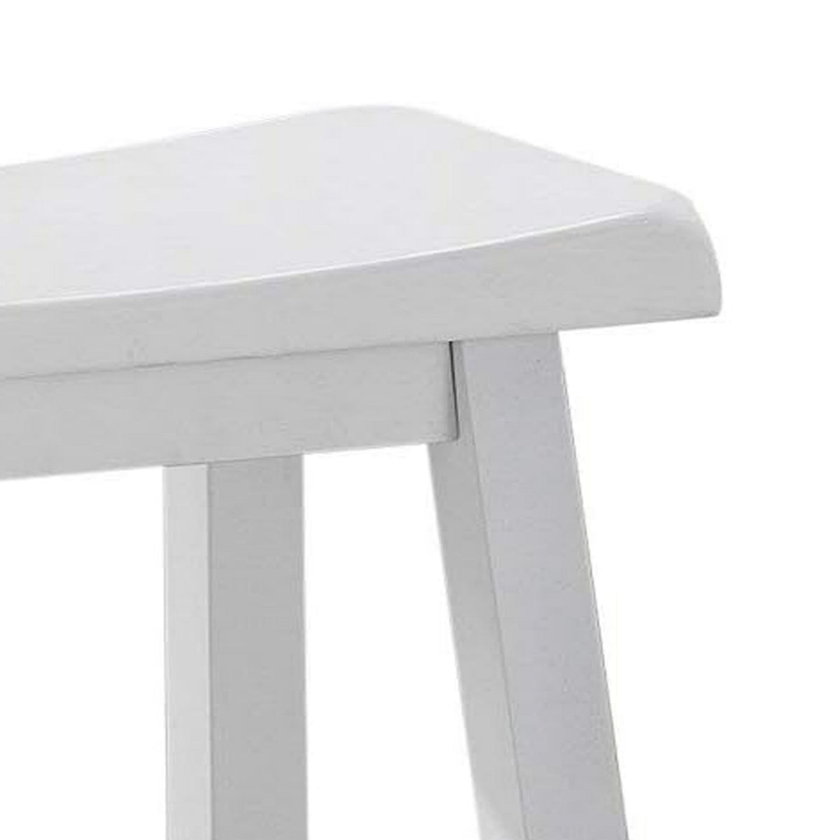 Lon 24 Inch Counter Height Stool Set of 2, Backless Saddle Seat, White Wood - BM314904