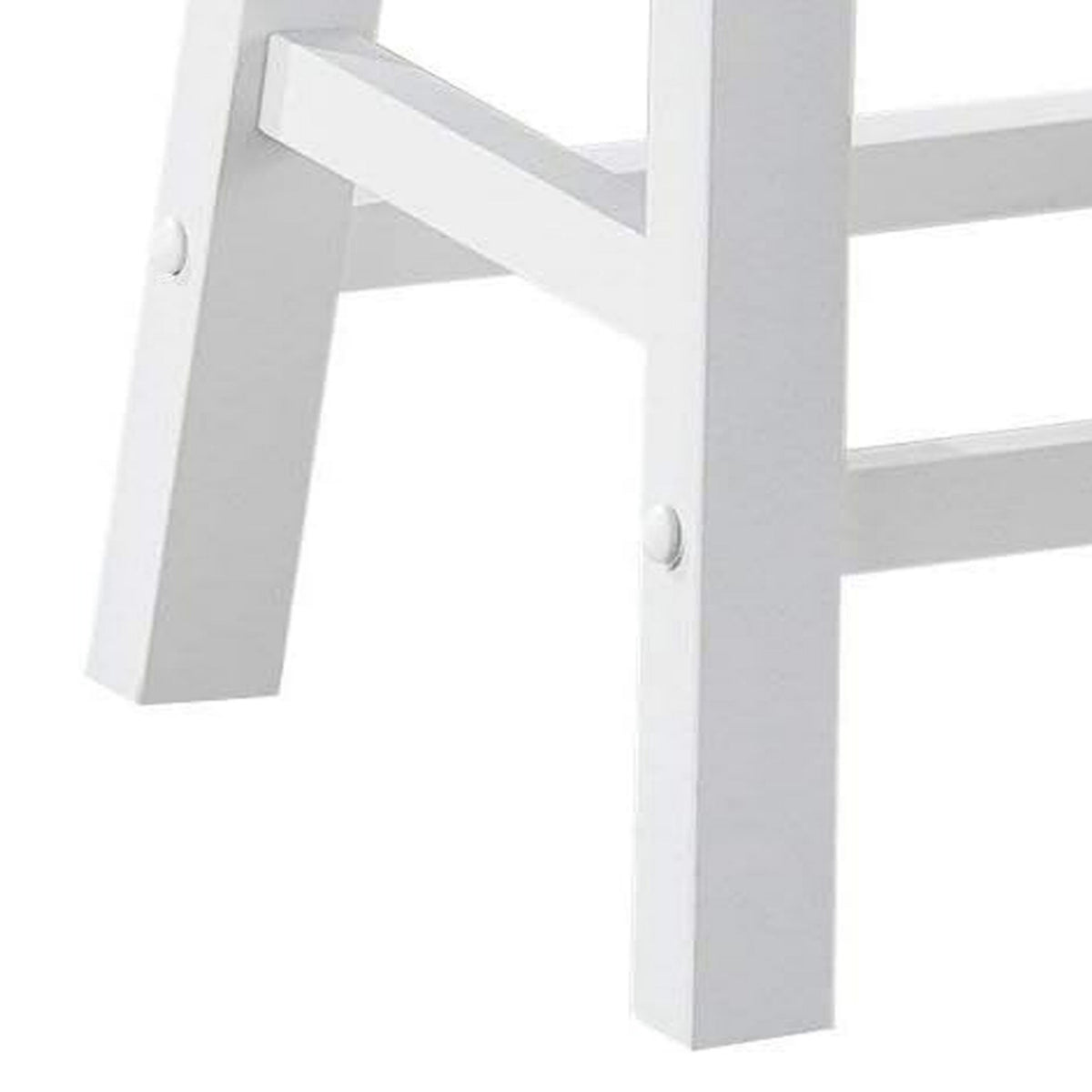 Lon 24 Inch Counter Height Stool Set of 2, Backless Saddle Seat, White Wood - BM314904