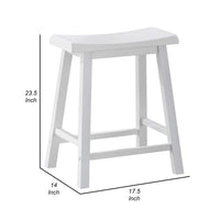 Lon 24 Inch Counter Height Stool Set of 2, Backless Saddle Seat, White Wood - BM314904