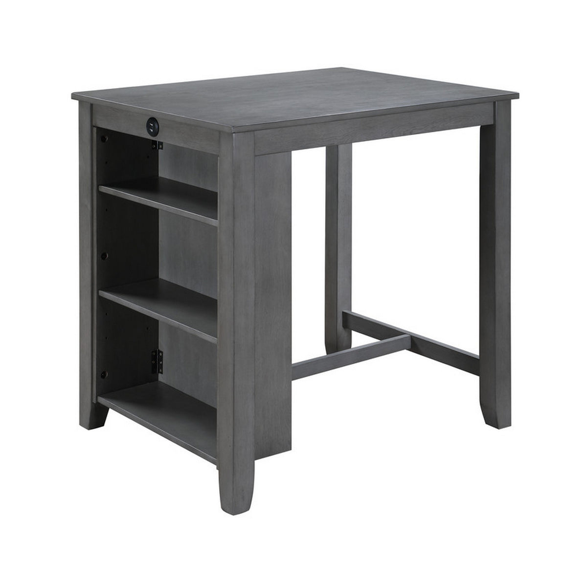 Ham 36 Inch Counter Height Small Dining Table with Shelves, USB Port, Gray - BM314909