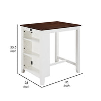 Ham 36 Inch Counter Height Small Dining Table with Shelves, USB Port, White - BM314910