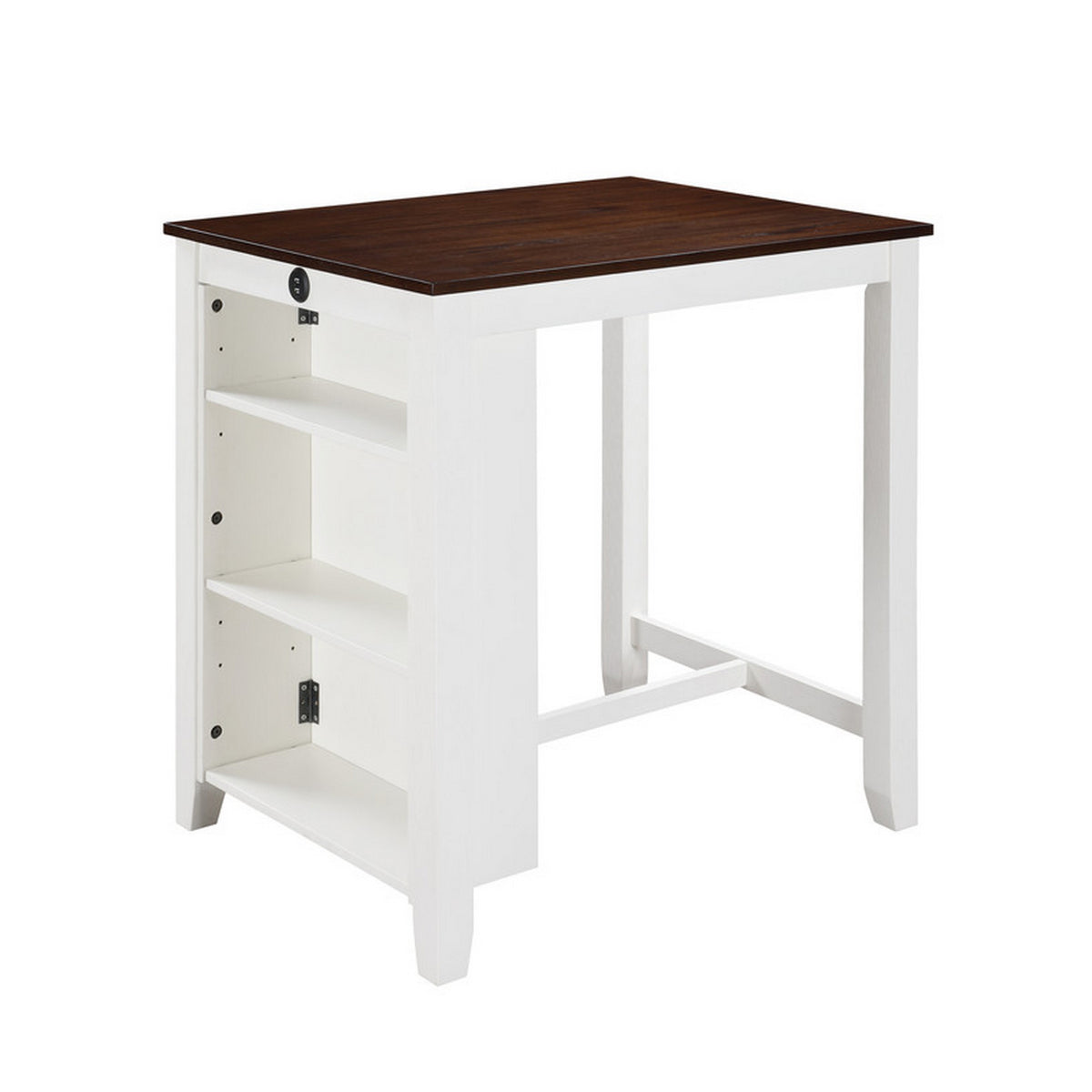 Ham 36 Inch Counter Height Small Dining Table with Shelves, USB Port, White - BM314910