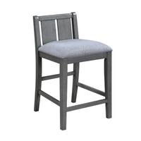 Ham 25 Inch Counter Height Chair Set of 2, Gray Upholstery, Solid Wood - BM314911