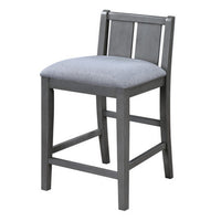 Ham 25 Inch Counter Height Chair Set of 2, Gray Upholstery, Solid Wood - BM314911