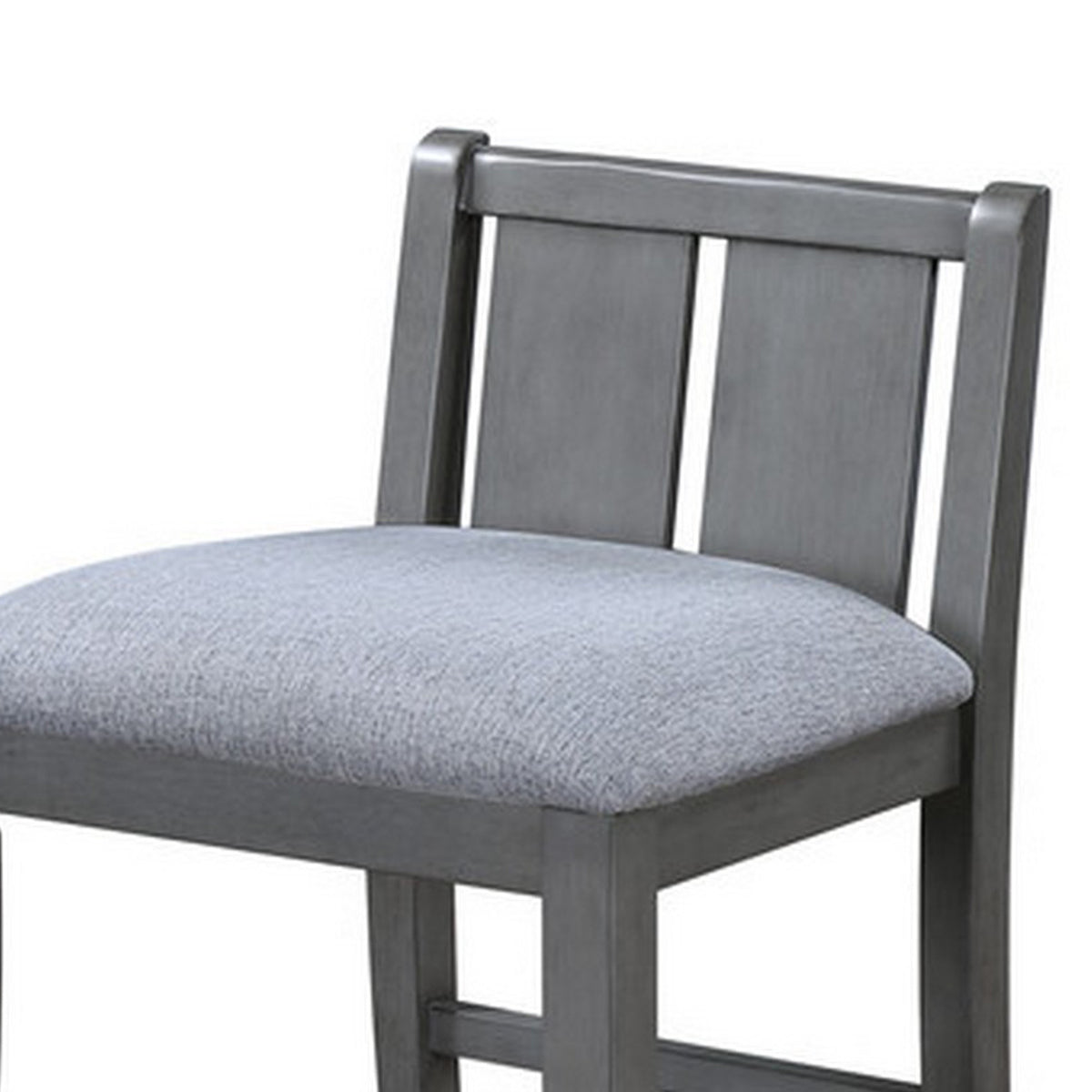 Ham 25 Inch Counter Height Chair Set of 2, Gray Upholstery, Solid Wood - BM314911