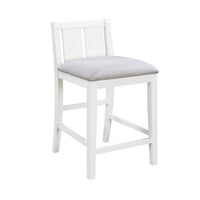 Ham 25 Inch Counter Height Chair Set of 2, Cream Fabric, White Wood Finish - BM314912