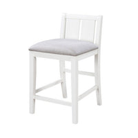 Ham 25 Inch Counter Height Chair Set of 2, Cream Fabric, White Wood Finish - BM314912