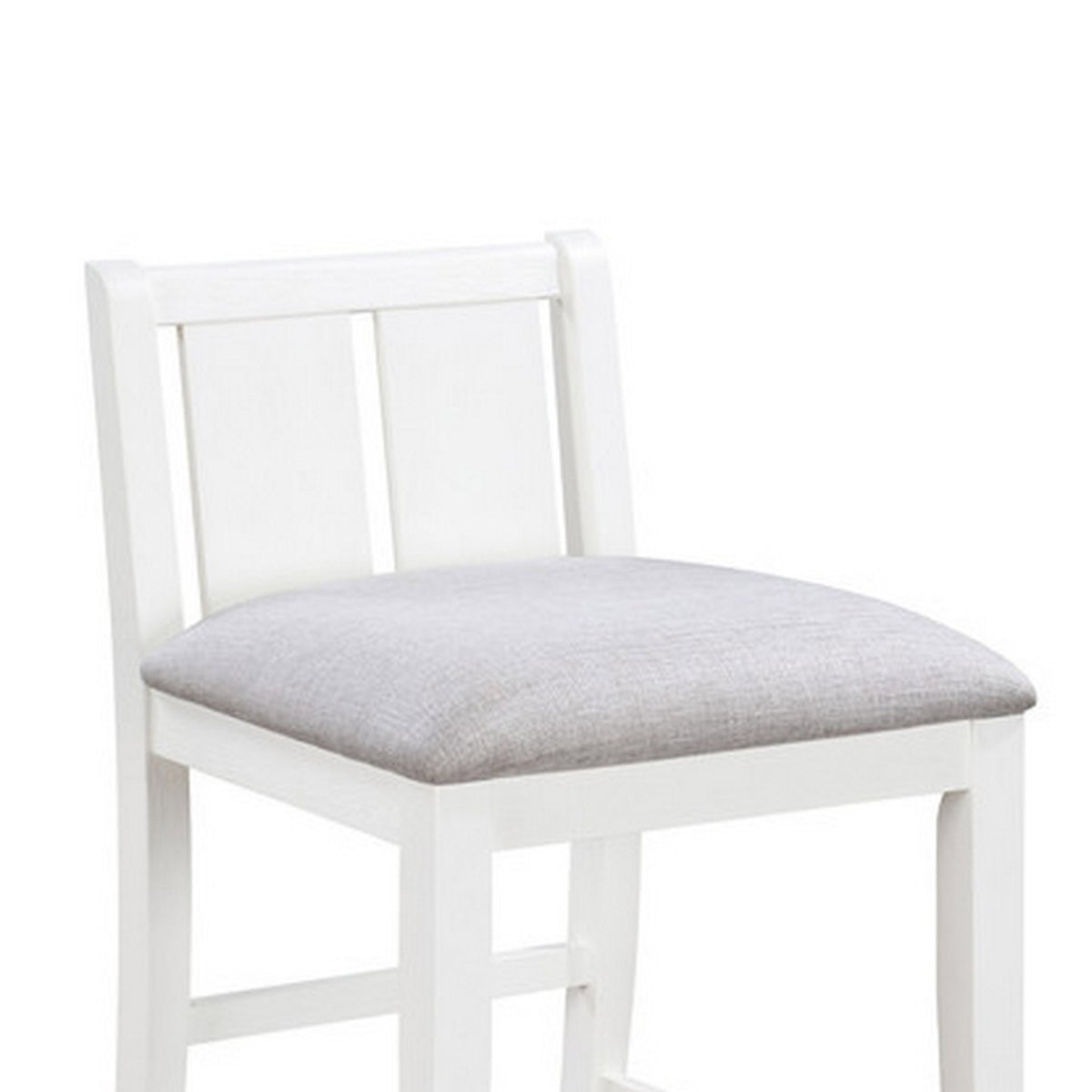 Ham 25 Inch Counter Height Chair Set of 2, Cream Fabric, White Wood Finish - BM314912