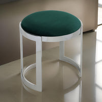 Niyo 19 Inch Accent Stool Ottoman, Round Seat, Soft Green Velvet, Silver - BM314918