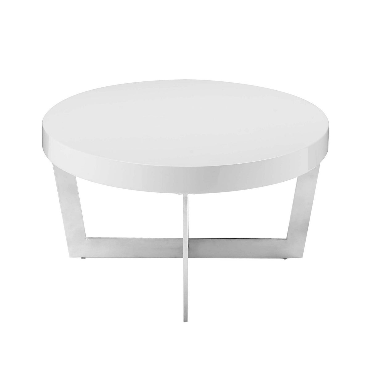 Tini 55 Inch Coffee Table, Oval Shaped Top, Metal Frame, White Finish - BM314921