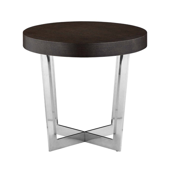 Tini 24 Inch Side End Table, Round Shaped Top, Metal Frame, Espresso Brown - BM314922