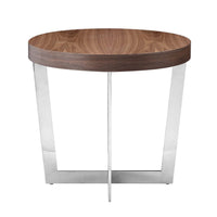 Tini 24 Inch Side End Table, Round Shaped Top, Metal Frame, Walnut Brown - BM314923