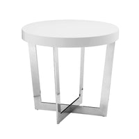 Tini 24 Inch Side End Table, Round Shaped Top, Metal Frame, White Finish - BM314924