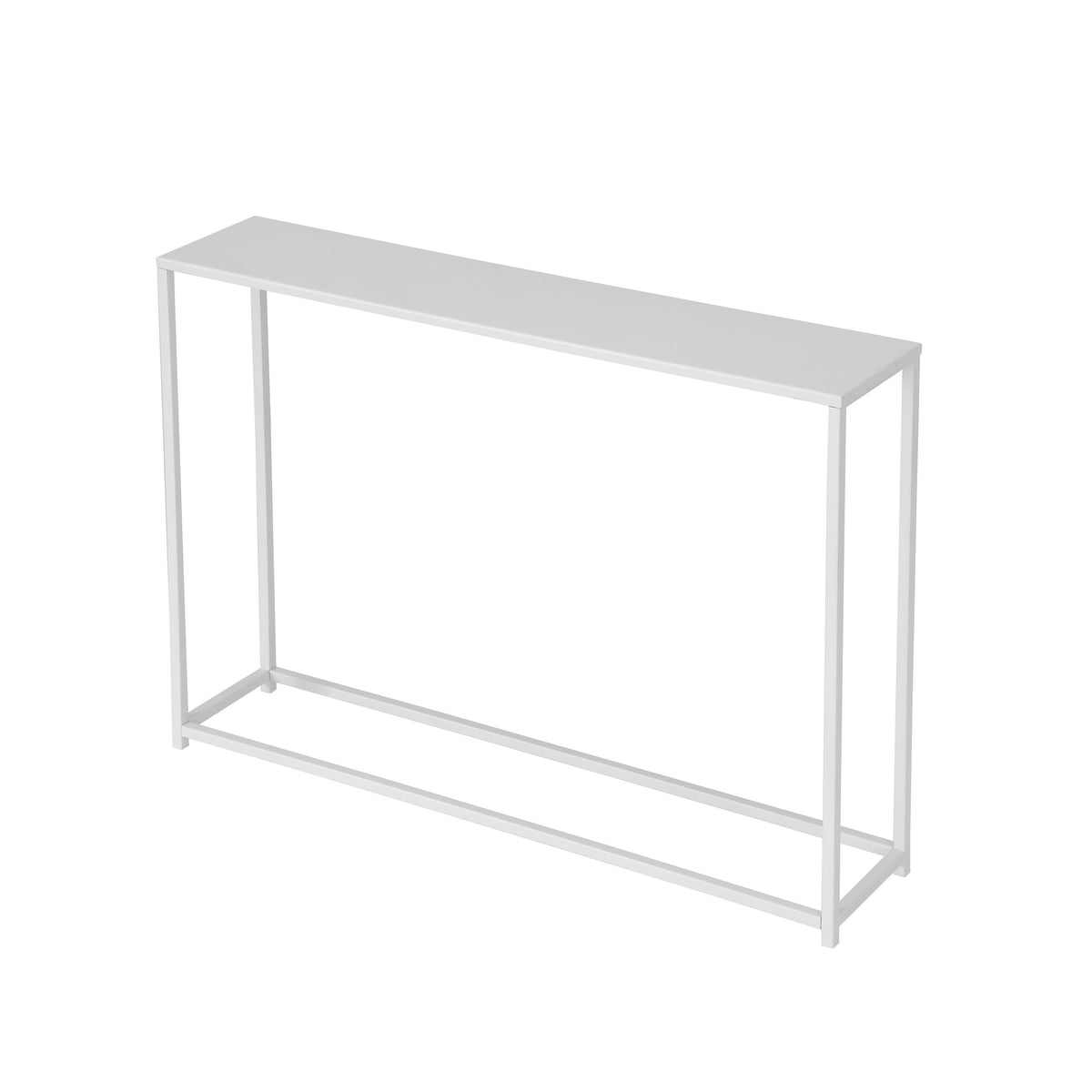 Eme 38 Inch Console Table, Rectangular Top, White Finish Metal Frame  - BM314930