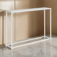 Eme 38 Inch Console Table, Rectangular Top, White Finish Metal Frame  - BM314930