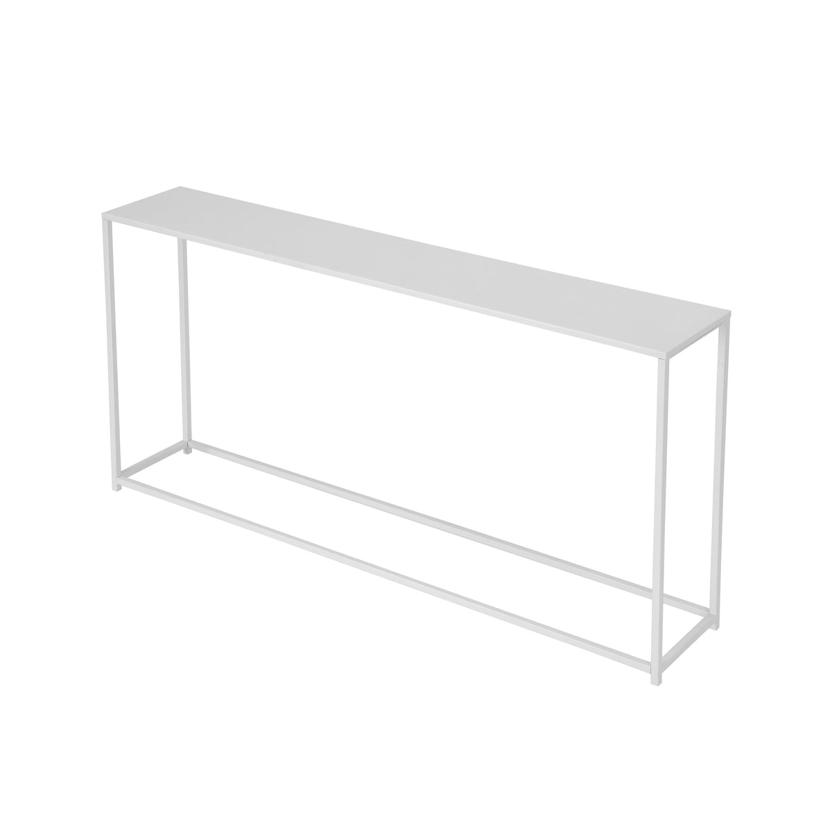 Eme 56 Inch Console Table, Rectangular Top, White Finish Metal Frame  - BM314931