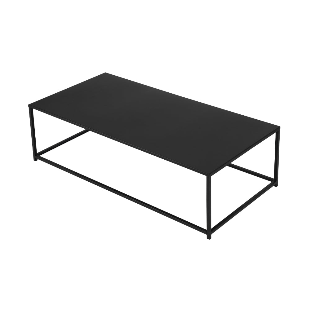 Eme 48 Inch Coffee Table, Rectangular Top, Black Finished Metal Frame - BM314932