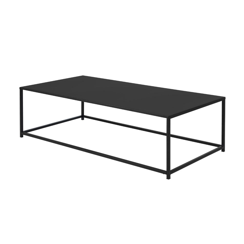 Eme 48 Inch Coffee Table, Rectangular Top, Black Finished Metal Frame - BM314932