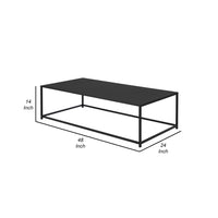 Eme 48 Inch Coffee Table, Rectangular Top, Black Finished Metal Frame - BM314932