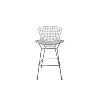 Hely 28 Inch Barstool Set of 2, Chrome Wire, Black, White Faux Leather Seat - BM314941