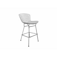 Hely 28 Inch Barstool Set of 2, Chrome Wire, Black, White Faux Leather Seat - BM314941