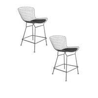 Hely 24 Inch Counter Stool Set of 2, Black White Faux Leather Seats - BM314942