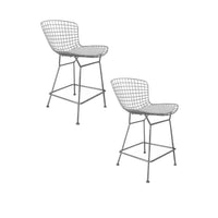 Hely 24 Inch Counter Stool Set of 2, Black White Faux Leather Seats - BM314942