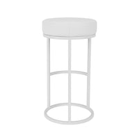 Tane 30 Inch Bar Stool, Round Padded Seat, White Faux Leather, Metal - BM314949