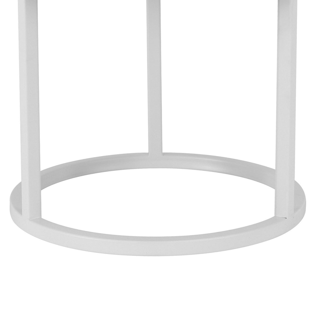 Tane 18 Inch Modern Accent Stool, Round Padded White Faux Leather Seat - BM314951