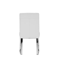 Ien 25 Inch Dining Chair Set of 2, Armless, White Faux Leather, Chrome - BM314955