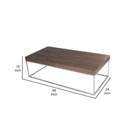 Zen 48 Inch Coffee Table, Rectangular, Chrome Base, Walnut Brown Wood Top - BM314961