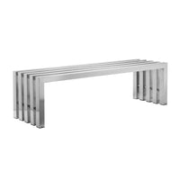 Namo 58 Inch Accent Bench, Sleek Modern Design, Rectangular, Chrome Metal - BM314964