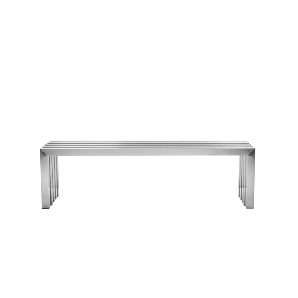 Namo 58 Inch Accent Bench, Sleek Modern Design, Rectangular, Chrome Metal - BM314964