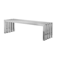 Namo 58 Inch Accent Bench, Sleek Modern Design, Rectangular, Chrome Metal - BM314964