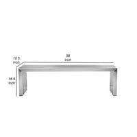 Namo 58 Inch Accent Bench, Sleek Modern Design, Rectangular, Chrome Metal - BM314964